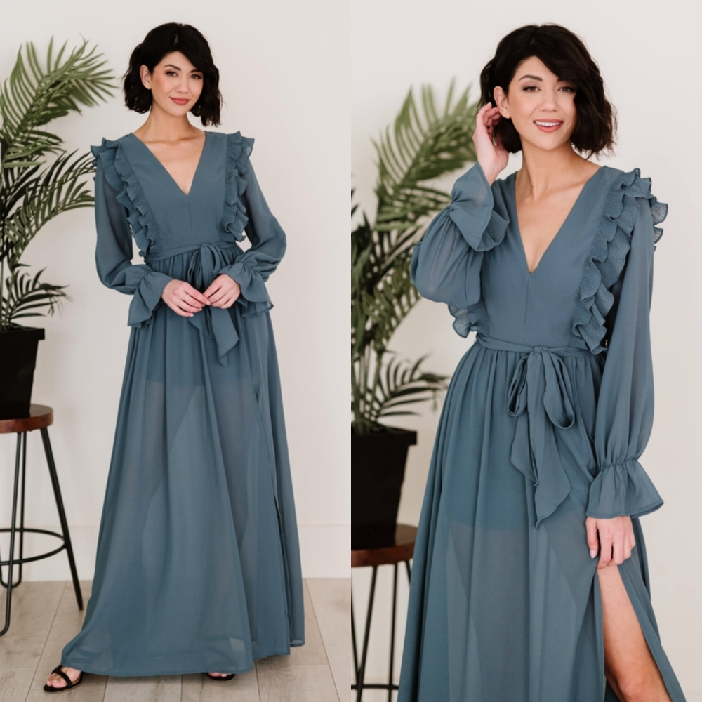 Happy in the Hamptons Ruffled Maxi Dress